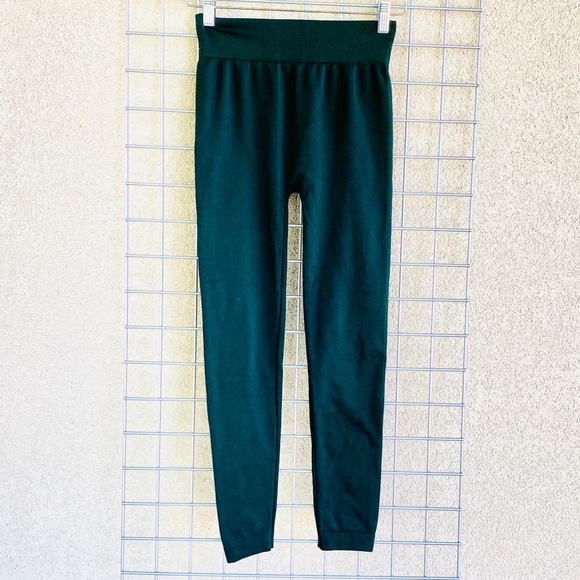 Military Green Fleece Lined Leggings Stretchy - Picture 3 of 5